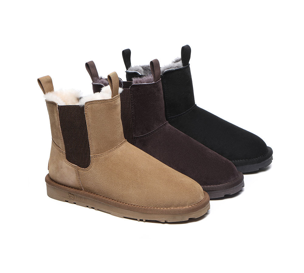 EVERAU® Sheepskin Mini Boots Guildford Men - UGG Boots - Chestnut - AU Ladies 11 / AU Men 9 / EU 42 - Uggoutlet