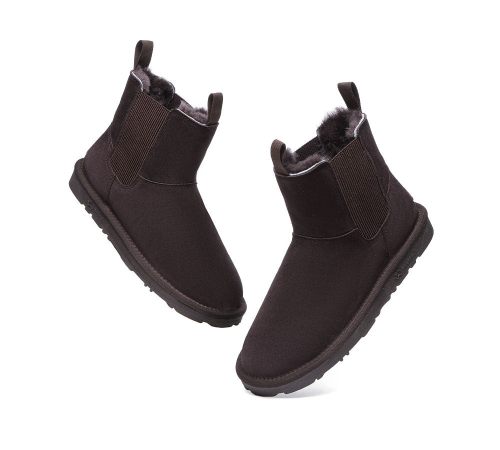 EVERAU® Sheepskin Mini Boots Guildford Men - UGG Boots - Chocolate - AU Ladies 11 / AU Men 9 / EU 42 - Uggoutlet