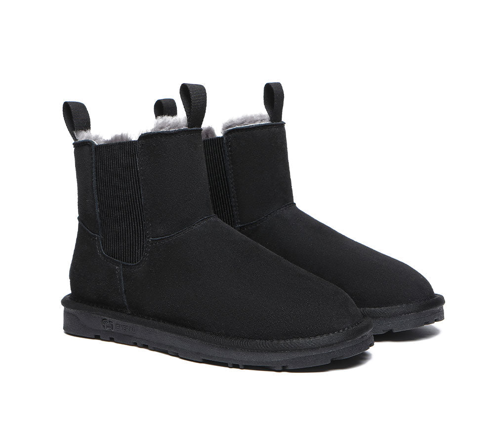 EVERAU® Sheepskin Mini Boots Guildford Men - UGG Boots - Black - AU Ladies 11 / AU Men 9 / EU 42 - Uggoutlet