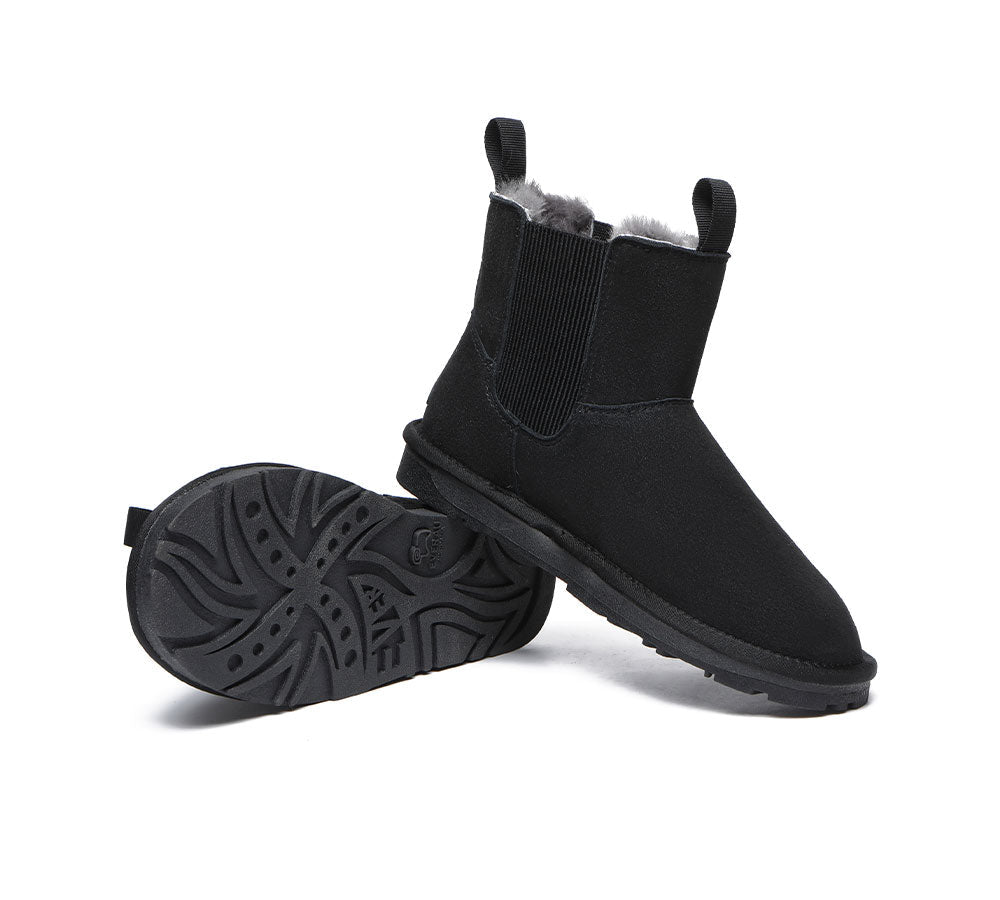 EVERAU® Sheepskin Mini Boots Guildford Men - UGG Boots - Black - AU Ladies 11 / AU Men 9 / EU 42 - Uggoutlet