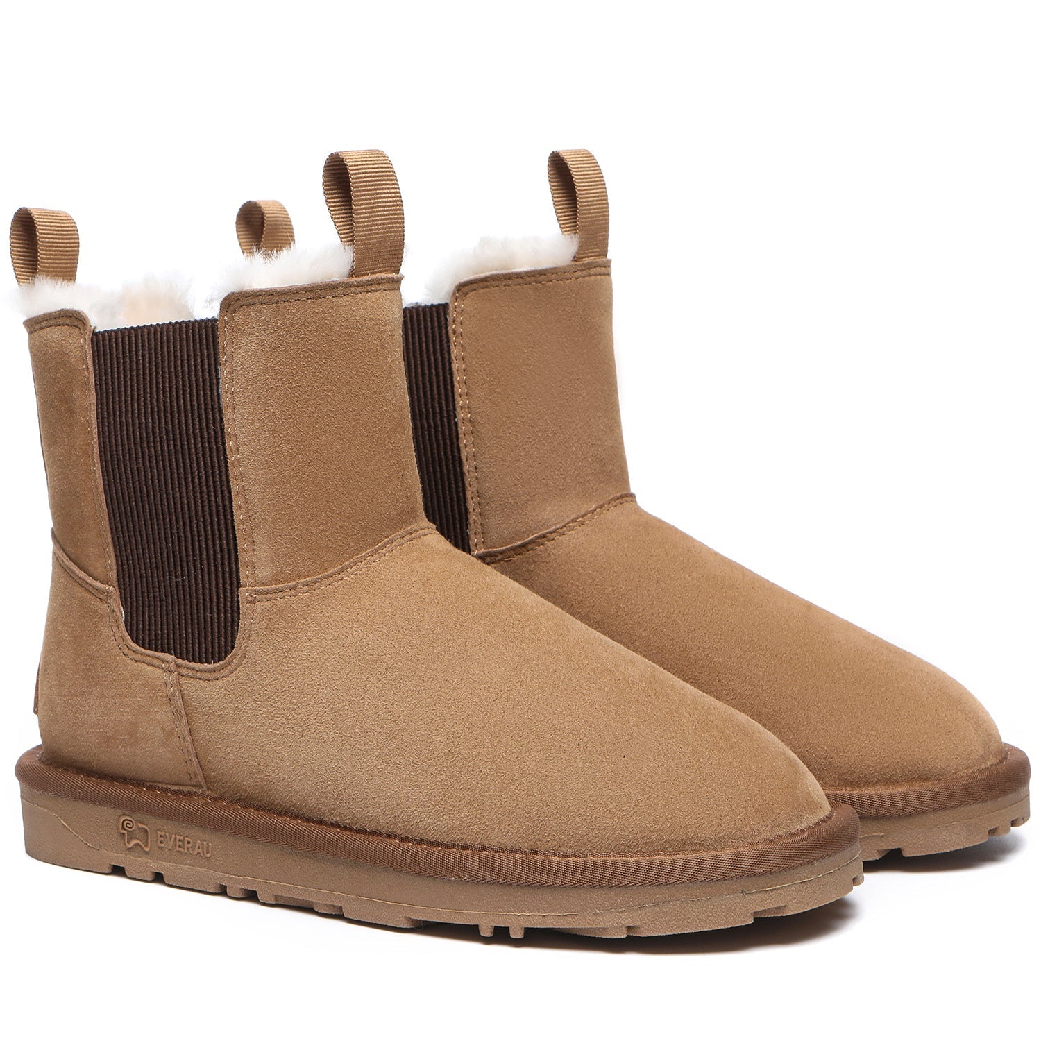 EVERAU® Sheepskin Mini Boots Guildford Men - UGG Boots - Chestnut - AU Ladies 11 / AU Men 9 / EU 42 - Uggoutlet