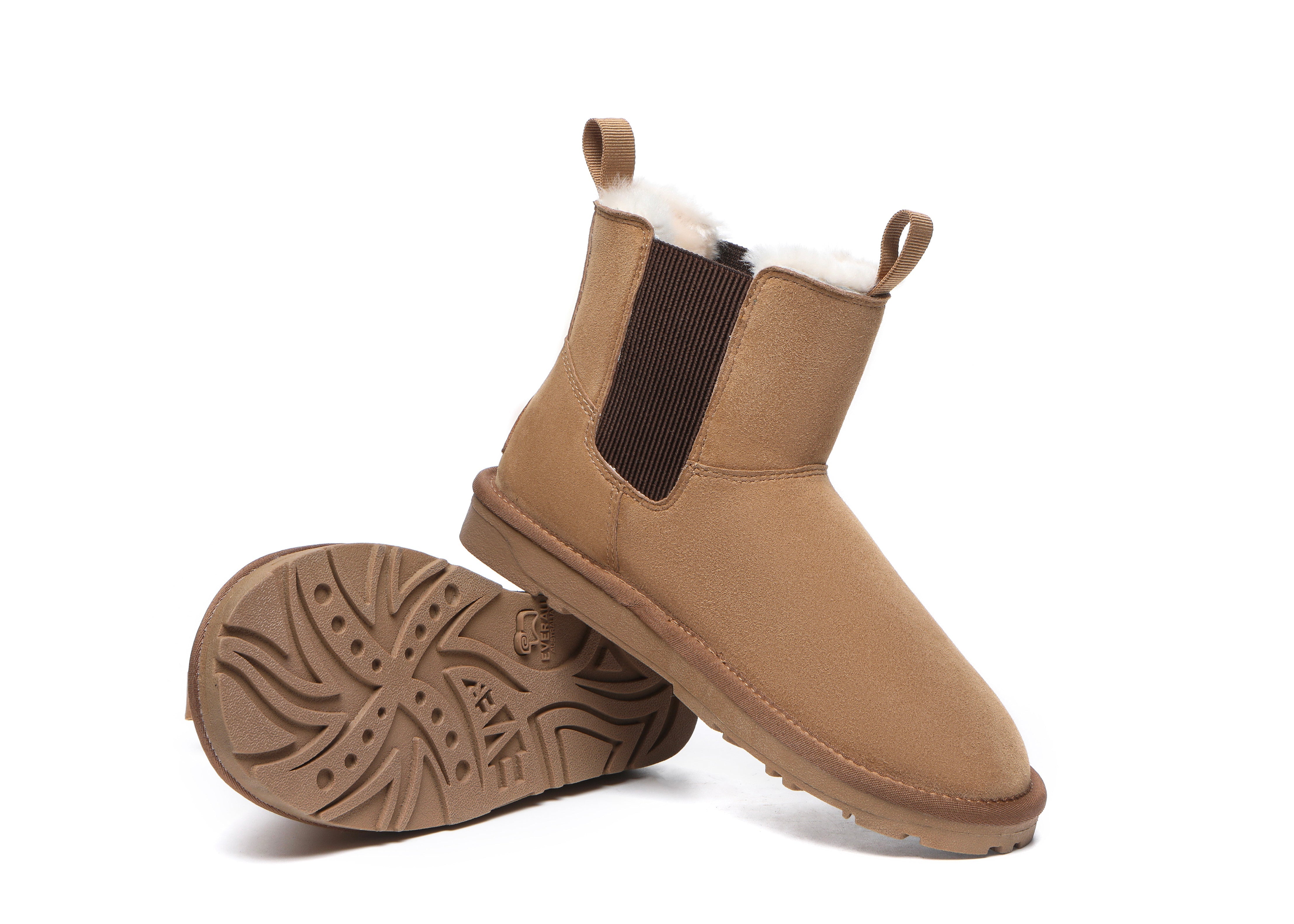 EVERAU® Sheepskin Mini Boots Guildford Men - UGG Boots - Chestnut - AU Ladies 11 / AU Men 9 / EU 42 - Uggoutlet