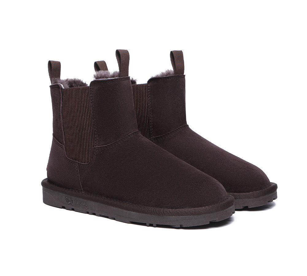 EVERAU® Sheepskin Mini Boots Guildford Men - UGG Boots - Chocolate - AU Ladies 11 / AU Men 9 / EU 42 - Uggoutlet