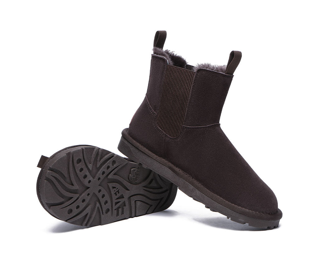 EVERAU® Sheepskin Mini Boots Guildford Men - UGG Boots - Chocolate - AU Ladies 11 / AU Men 9 / EU 42 - Uggoutlet