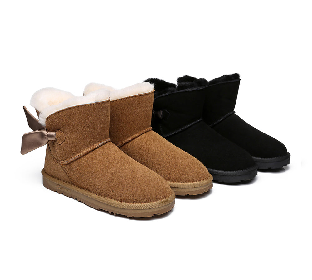 UGG Boots - Sheepskin Single Bow Boots Women Ember