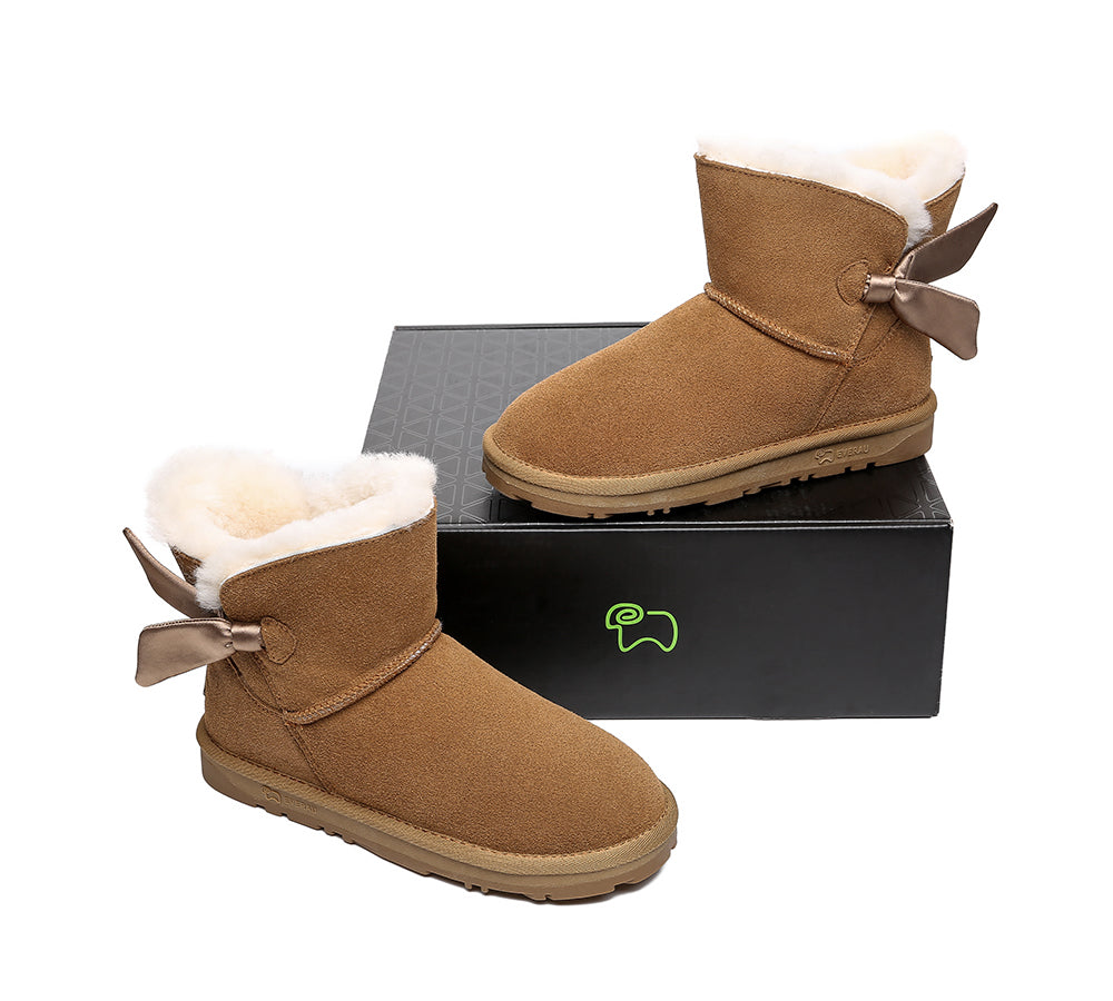 UGG Boots - Sheepskin Single Bow Boots Women Ember