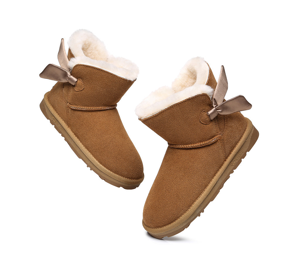 UGG Boots - Sheepskin Single Bow Boots Women Ember