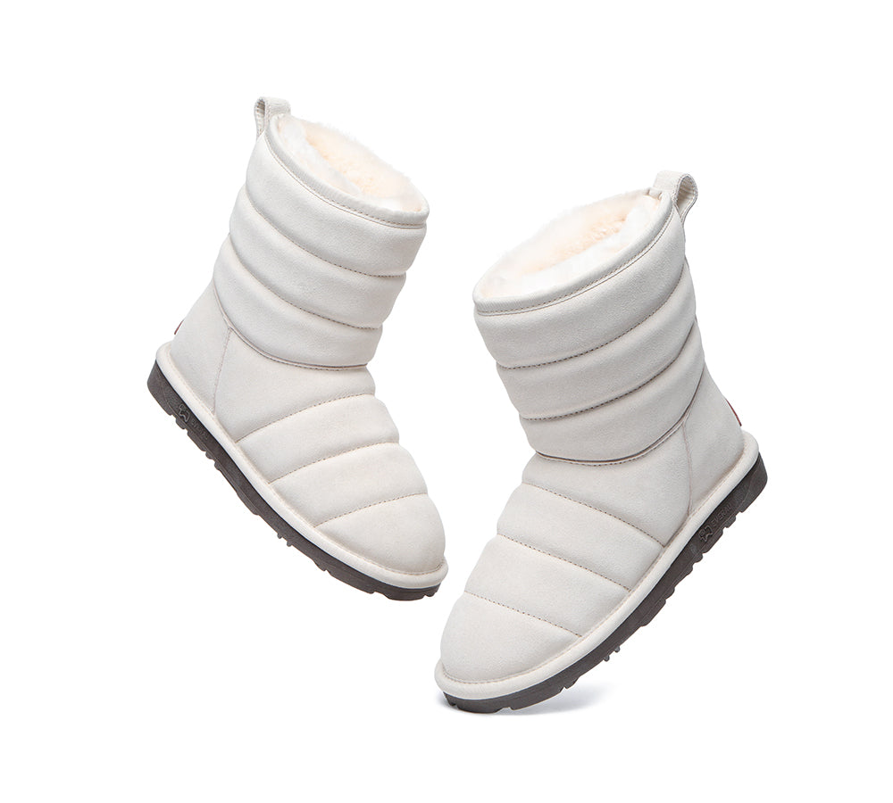 EVERAU® Short Sheepskin Boots Women Puffer - UGG Boots - Ivory - AU Ladies 10 / AU Men 8 / EU 41 - Uggoutlet