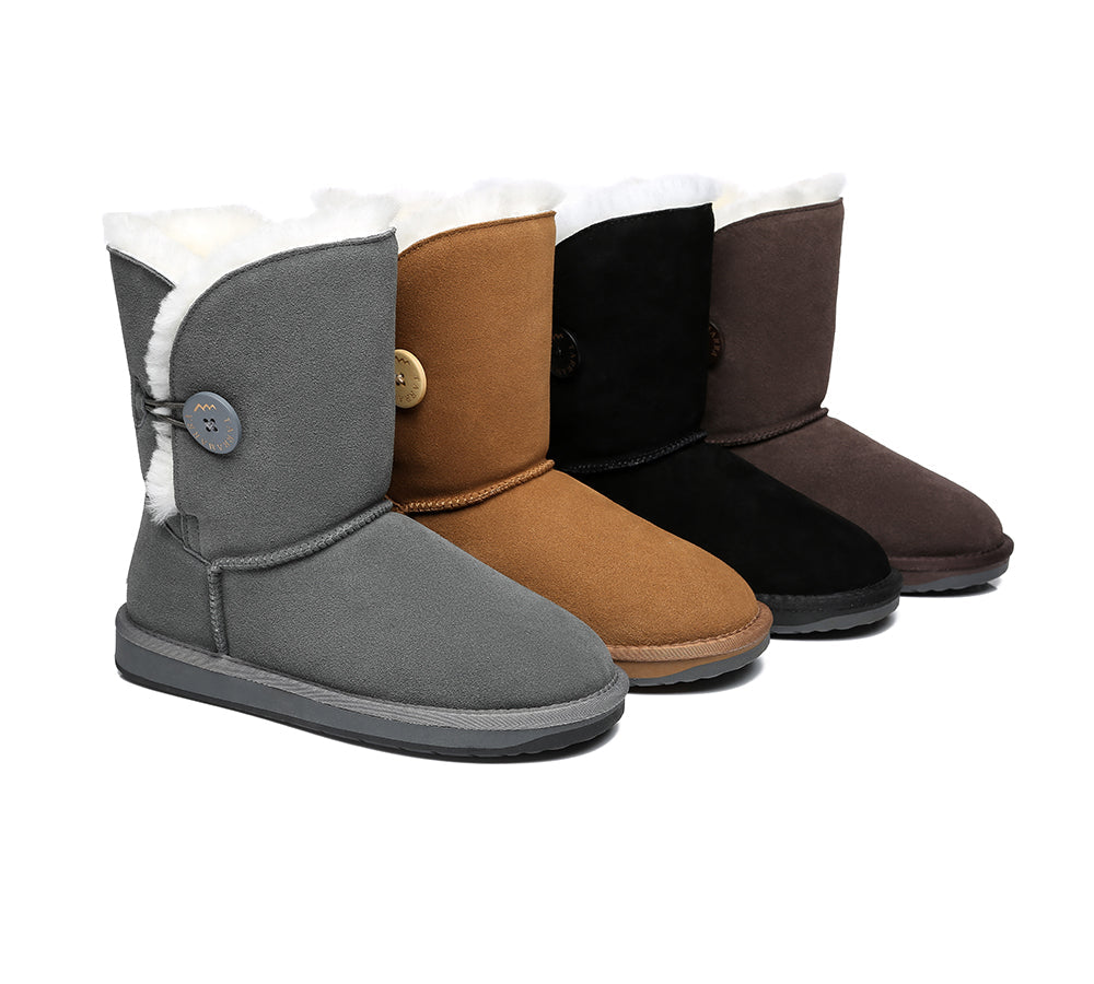 UGG Boots - TA Short Button Women Sheepskin Boots