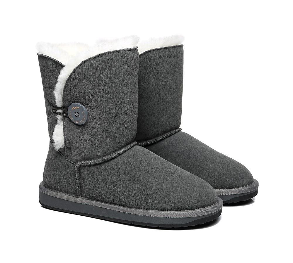 UGG Boots - TA Short Button Women Sheepskin Boots