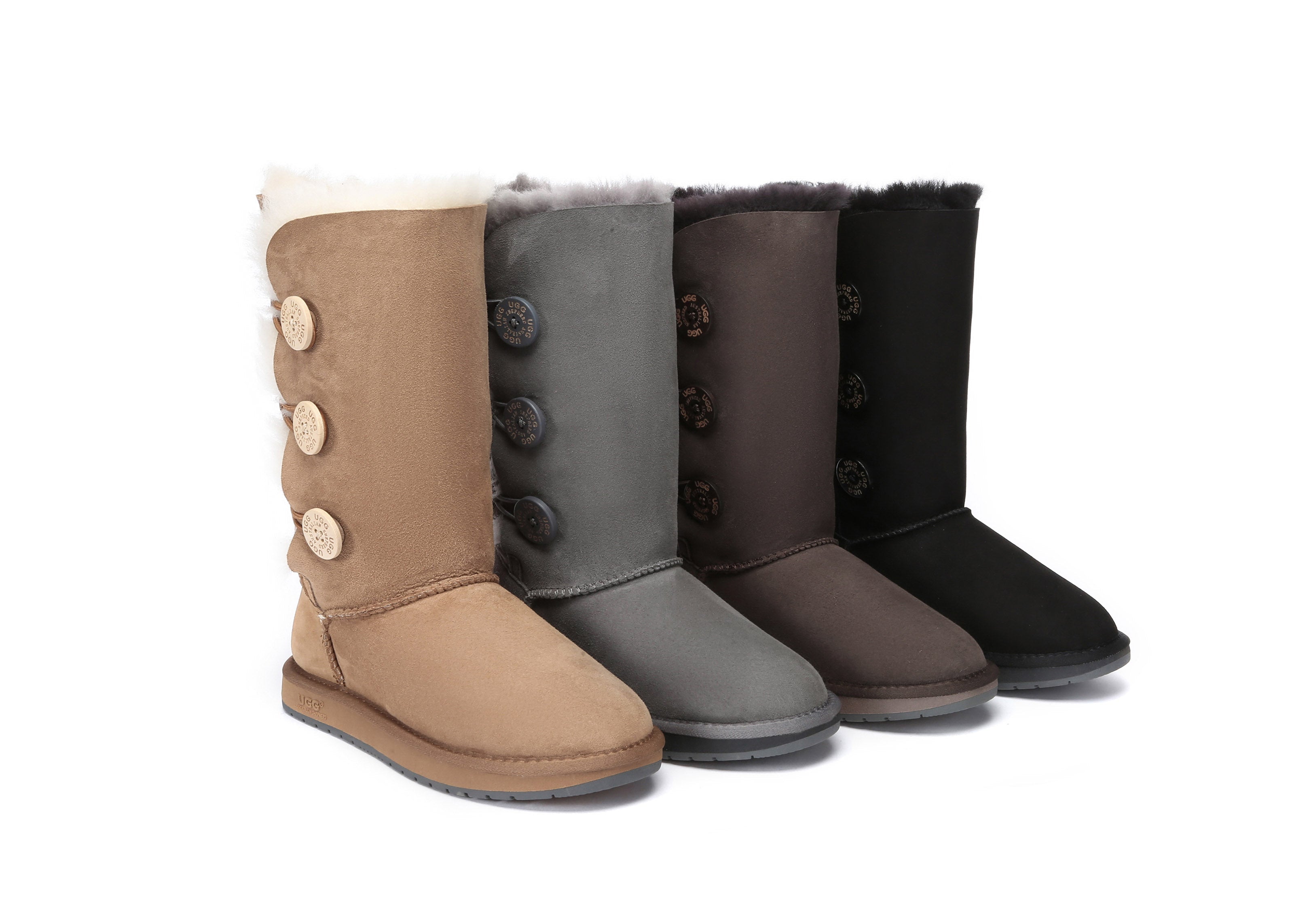 UGG Australian Shepherd® Australian Premium Double Face Sheepskin Tall Triple Button Water Resistant Boots - UGG Boots - Chestnut - AU Ladies 4 / AU Men 2 / EU 35 - Uggoutlet