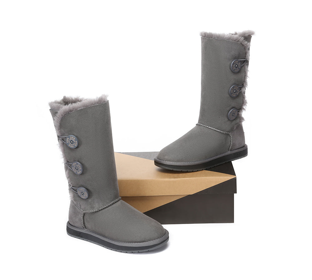 UGG Boots - UGG Boots Australia Double Face Sheepskin Tall Triple Button Boots