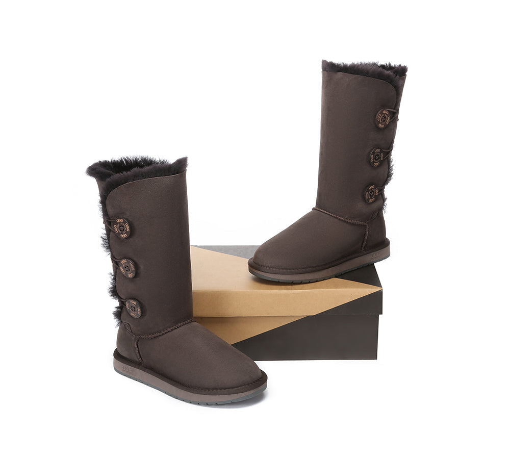 UGG Boots - UGG Boots Australia Double Face Sheepskin Tall Triple Button Boots