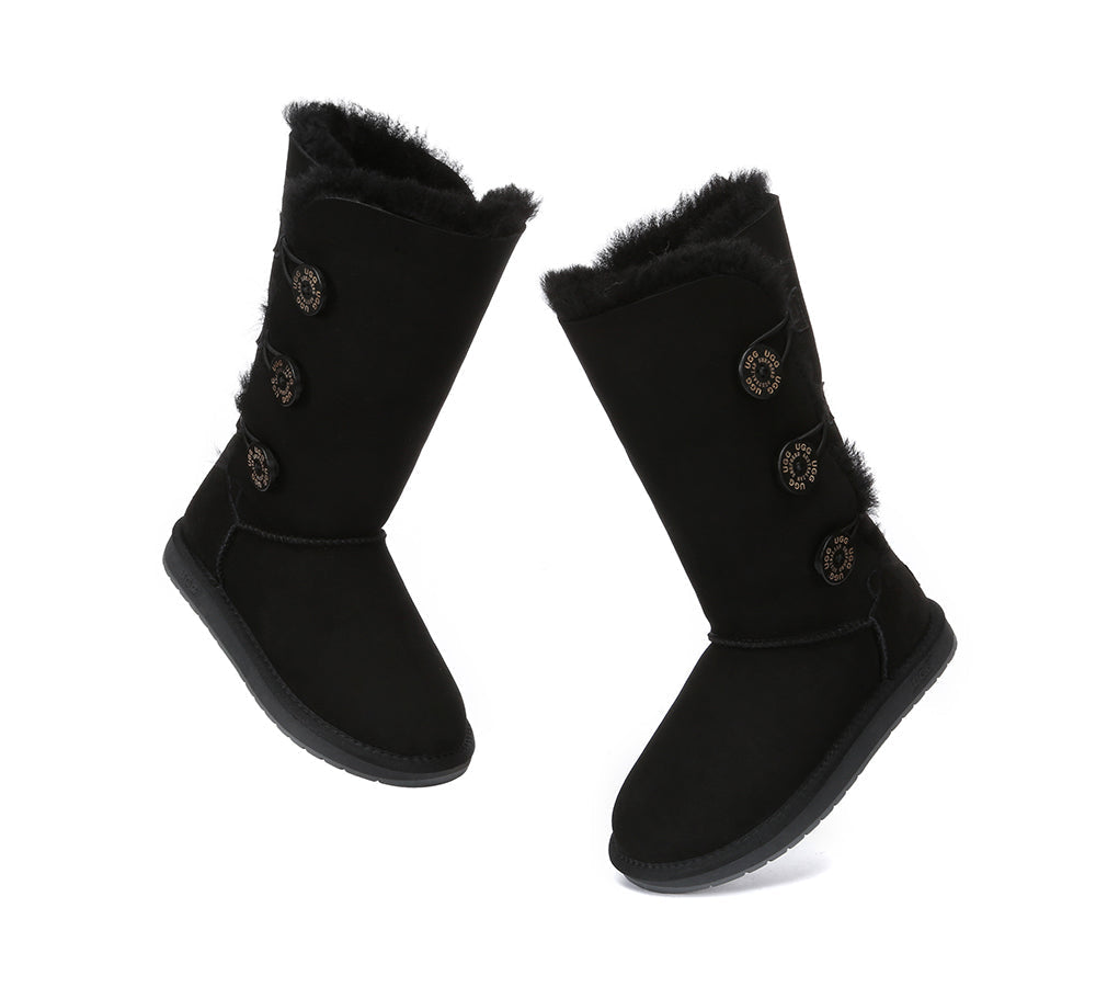 UGG Boots - UGG Boots Australia Double Face Sheepskin Tall Triple Button Boots