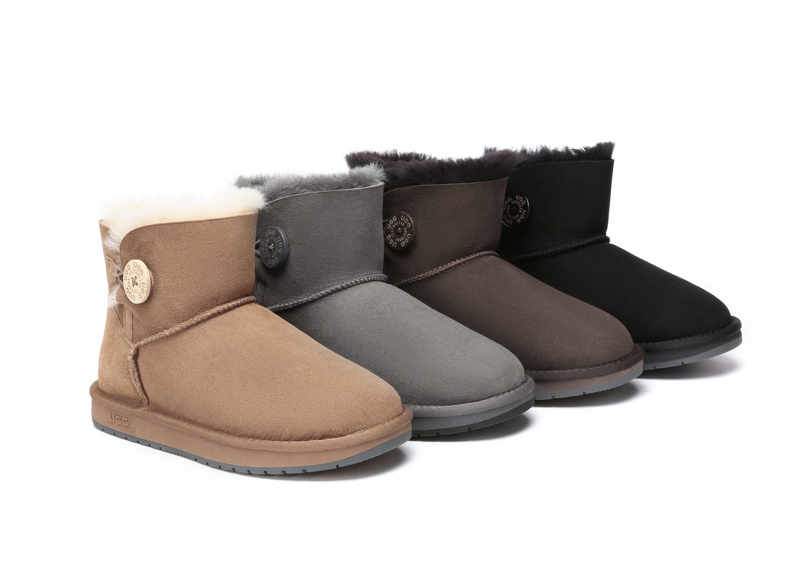 UGG Boots - UGG Boots Australia Premium Double Face Sheepskin Mini Button Boots