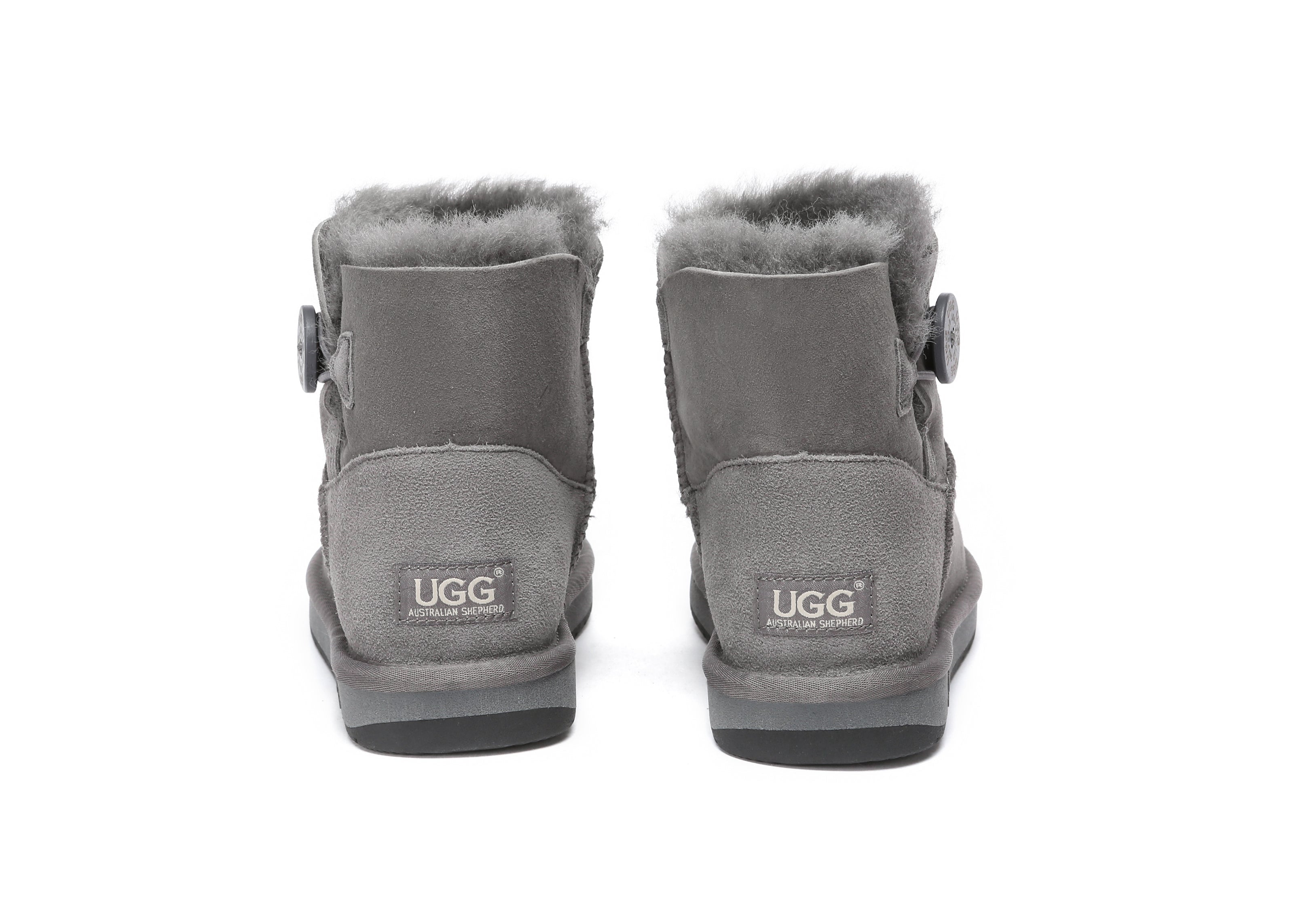 UGG Australian Shepherd® Australia Premium Double Face Sheepskin Water Resistant Mini Button Boots - UGG Boots - Grey - AU Ladies 10 / AU Men 8 / EU 41 - Uggoutlet