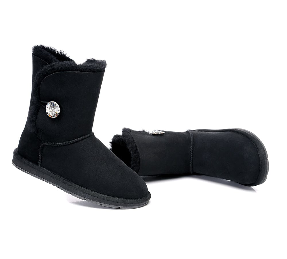 UGG Boots - UGG Boots Australian Genuine Sheepskin Short Button With Crystal