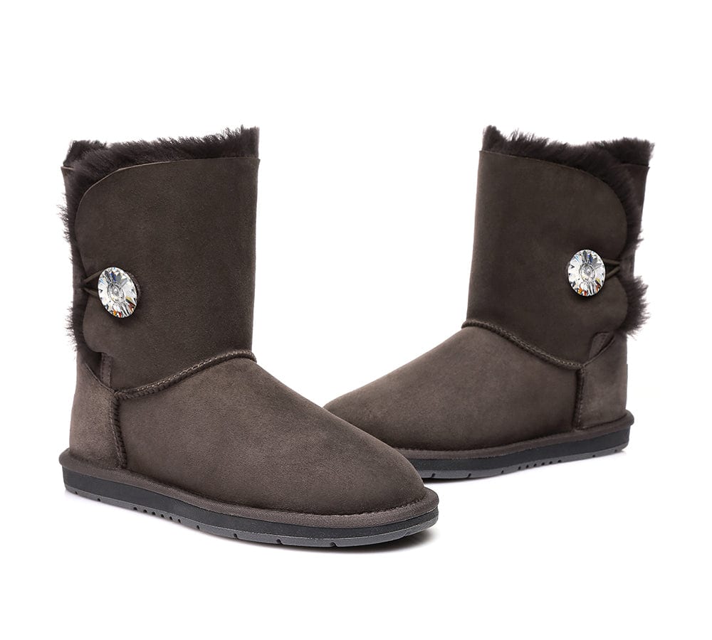 UGG Boots - UGG Boots Australian Genuine Sheepskin Short Button With Crystal