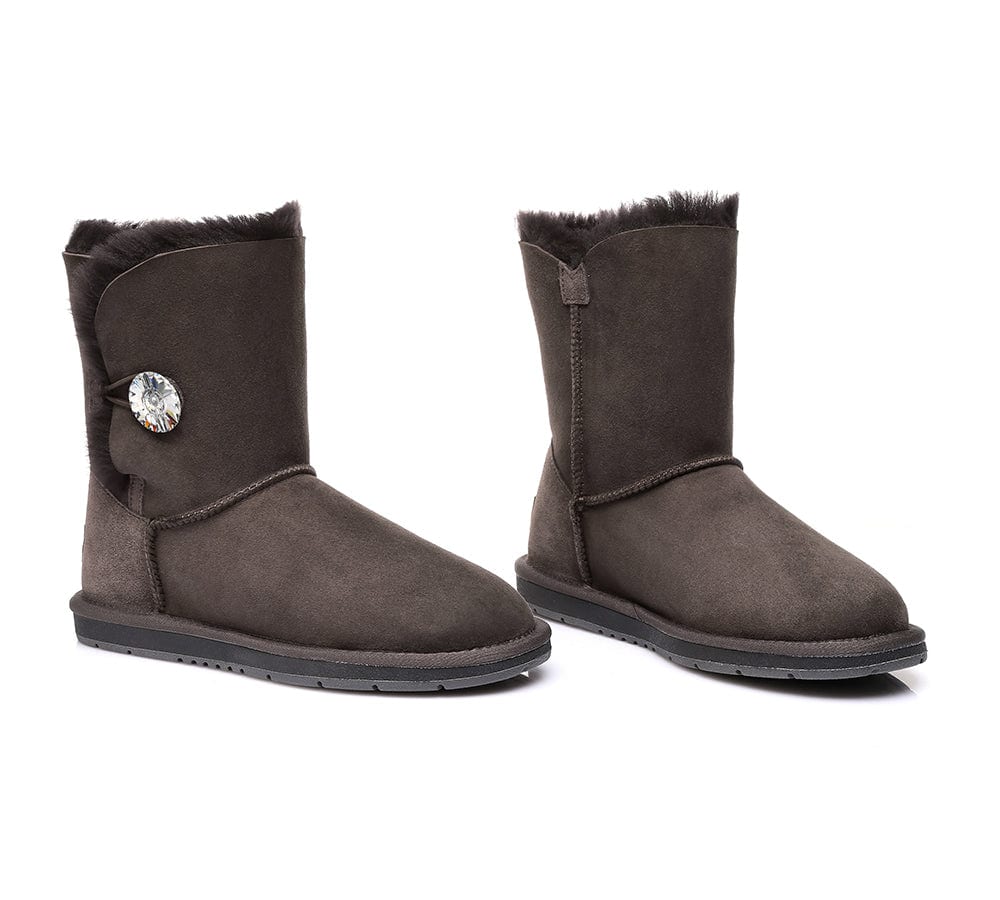 UGG Boots - UGG Boots Australian Genuine Sheepskin Short Button With Crystal