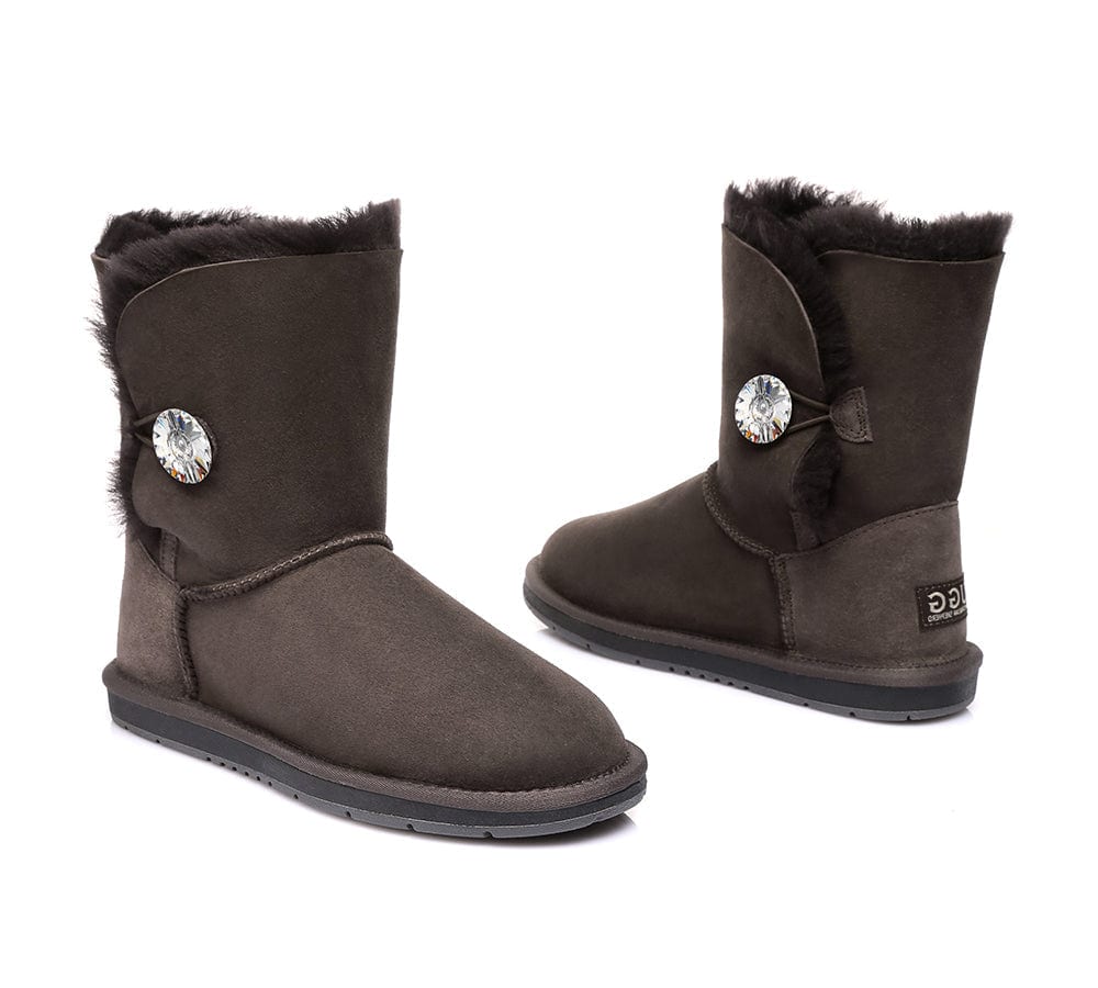 UGG Boots - UGG Boots Australian Genuine Sheepskin Short Button With Crystal