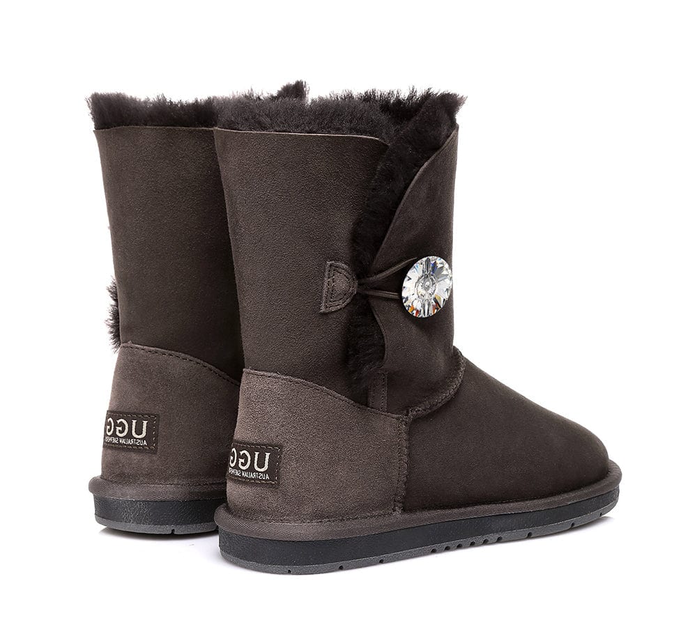 UGG Boots - UGG Boots Australian Genuine Sheepskin Short Button With Crystal