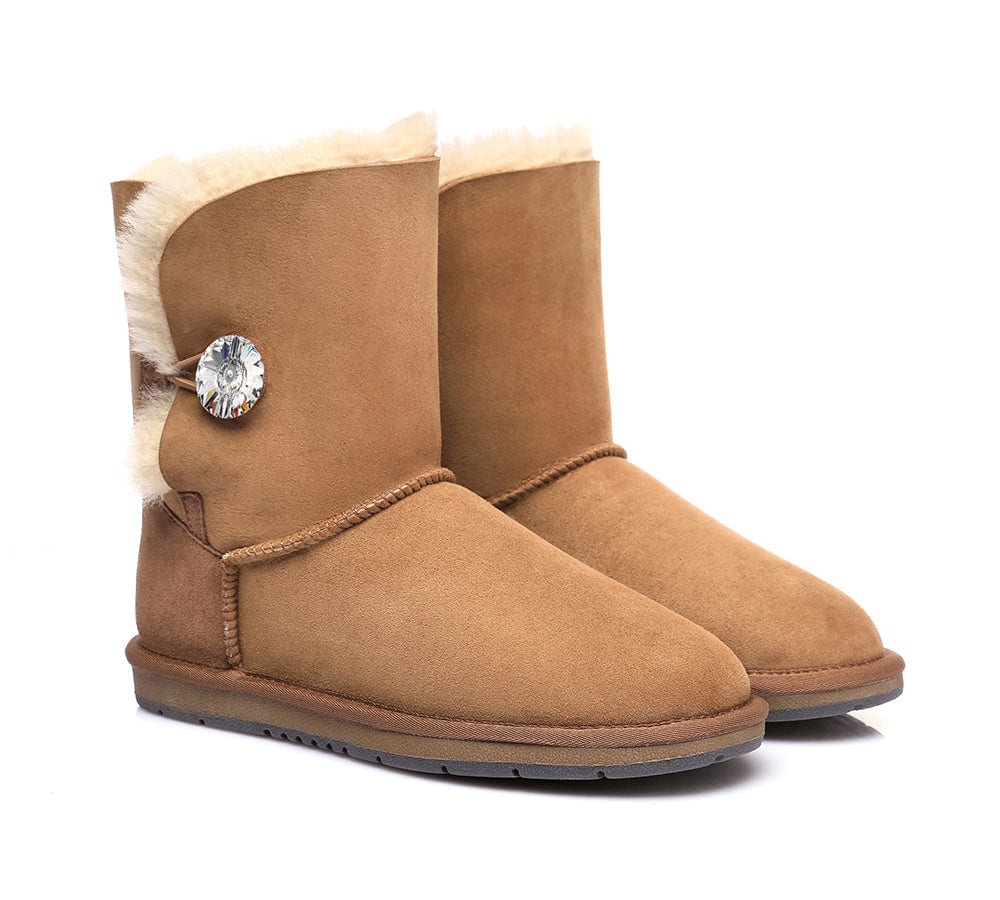 UGG Boots - UGG Boots Australian Genuine Sheepskin Short Button With Crystal