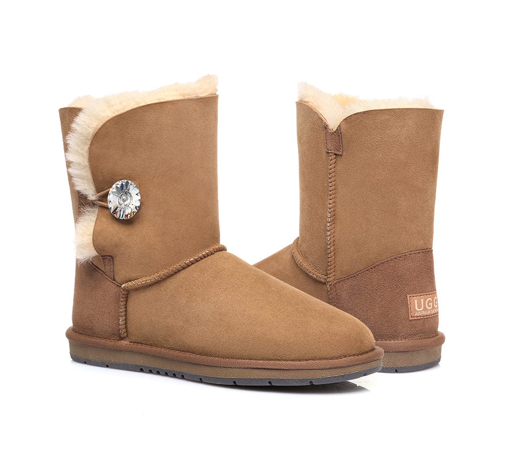 UGG Boots - UGG Boots Australian Genuine Sheepskin Short Button With Crystal