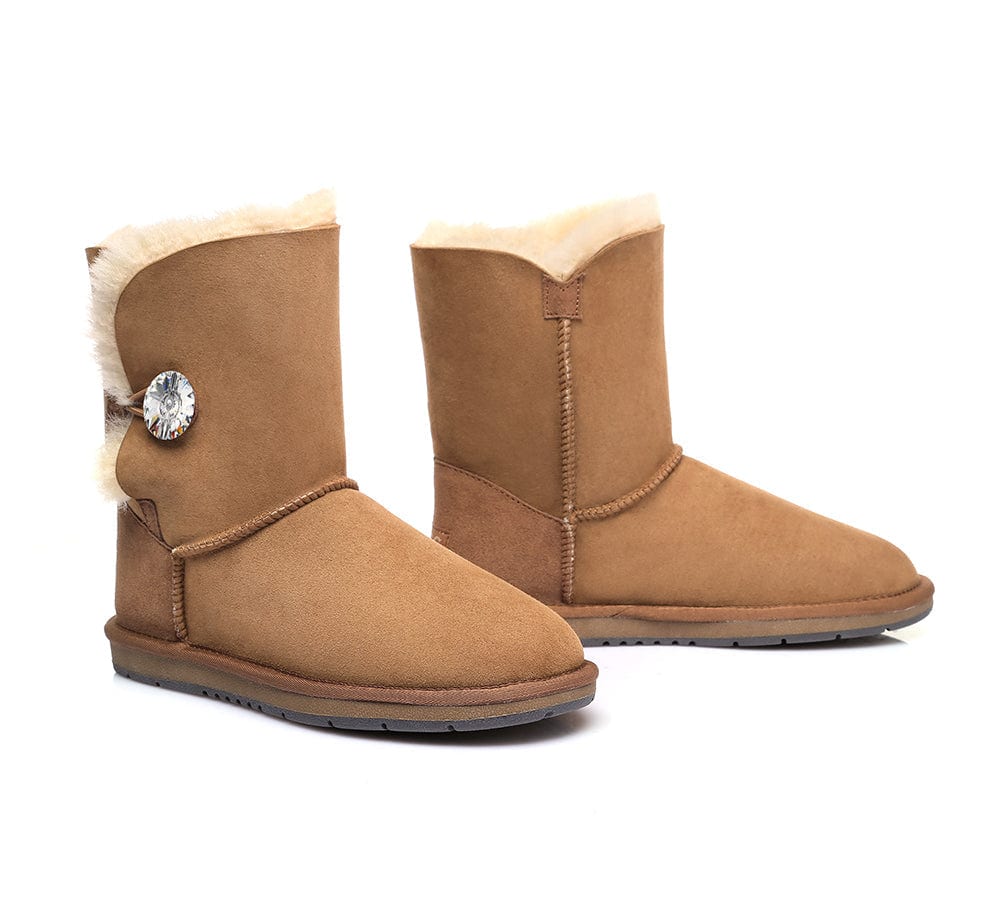 UGG Boots - UGG Boots Australian Genuine Sheepskin Short Button With Crystal