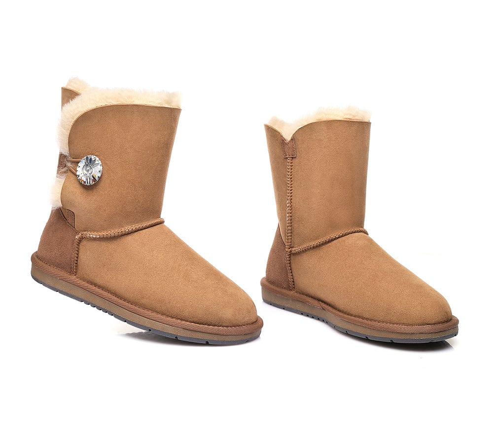 UGG Boots - UGG Boots Australian Genuine Sheepskin Short Button With Crystal