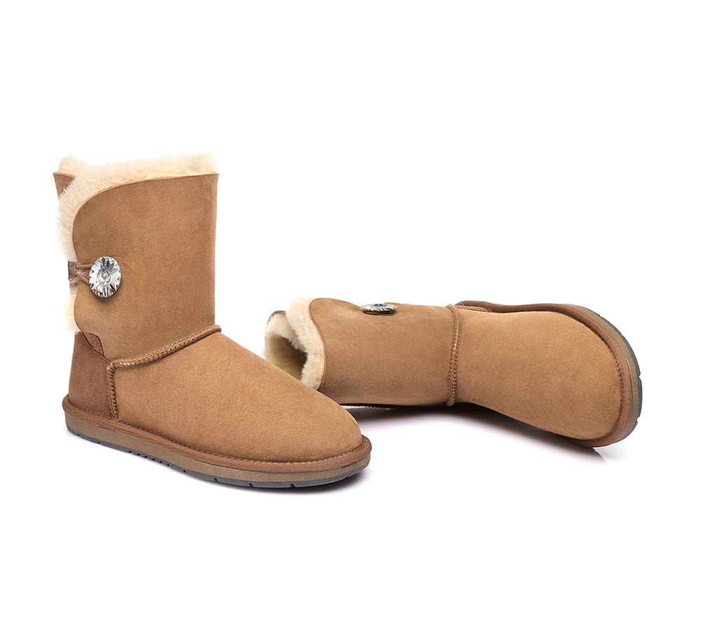 UGG Boots - UGG Boots Australian Genuine Sheepskin Short Button With Crystal