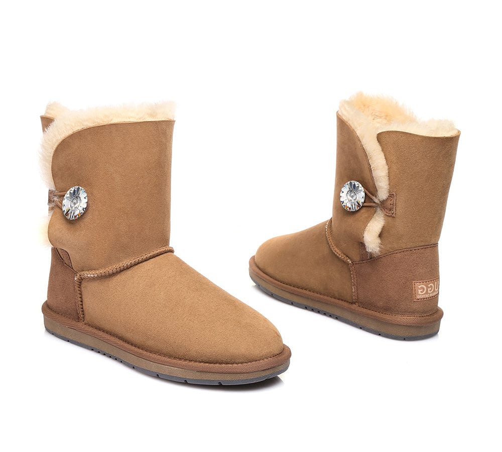 UGG Boots - UGG Boots Australian Genuine Sheepskin Short Button With Crystal