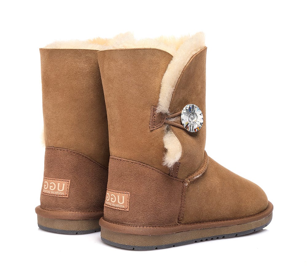 UGG Boots - UGG Boots Australian Genuine Sheepskin Short Button With Crystal