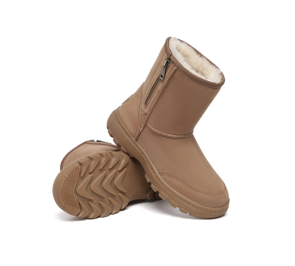 UGG AUSTRALIAN SHEPHERD® Sheepskin Wool Zipper Short Outdoor Boots - UGG Boots - Chestnut - AU Ladies 10 / AU Men 8 / EU 41 - Uggoutlet