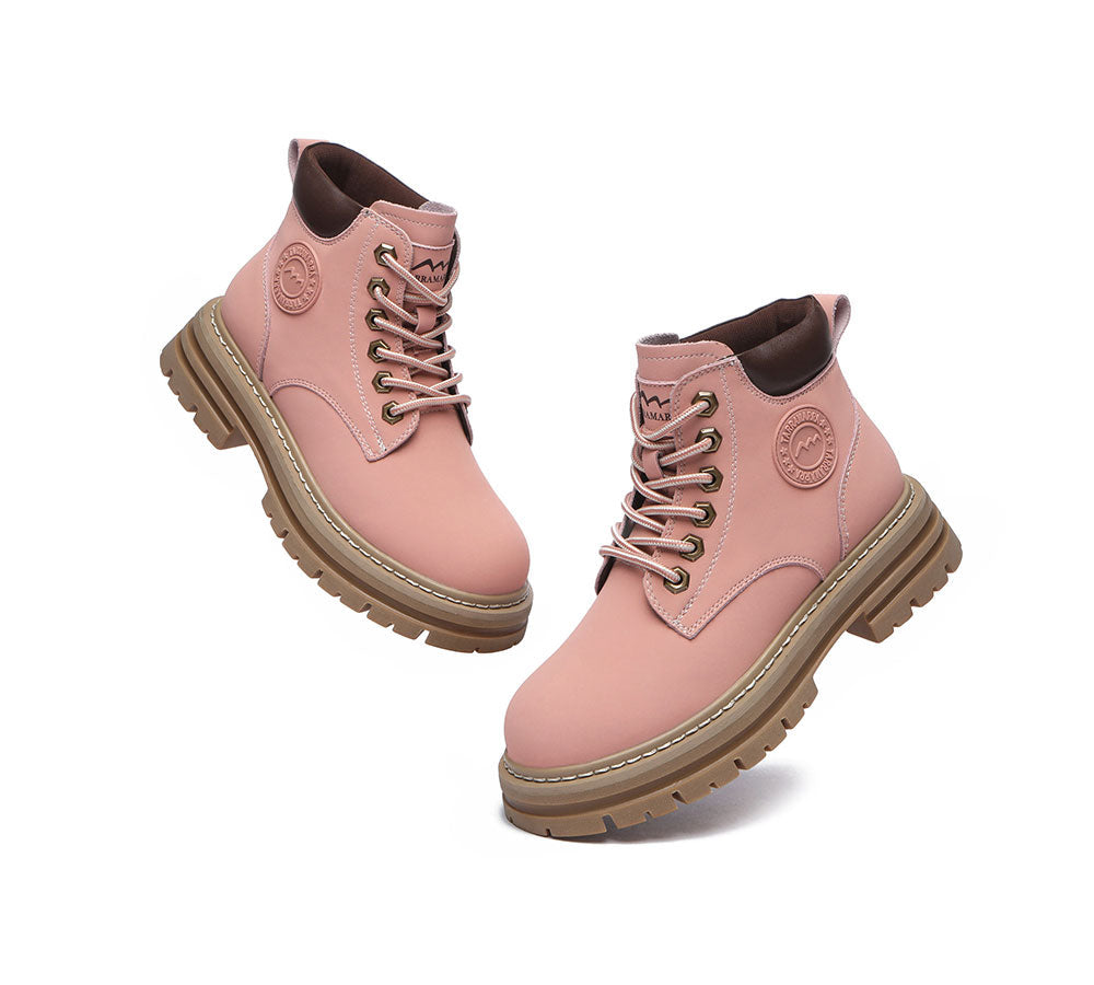 TARRAMARRA® Ugg Lace-Up Leather Boots Aubrey - Boots - Pink - AU Ladies 10 / AU Men 8 / EU 41 - Uggoutlet