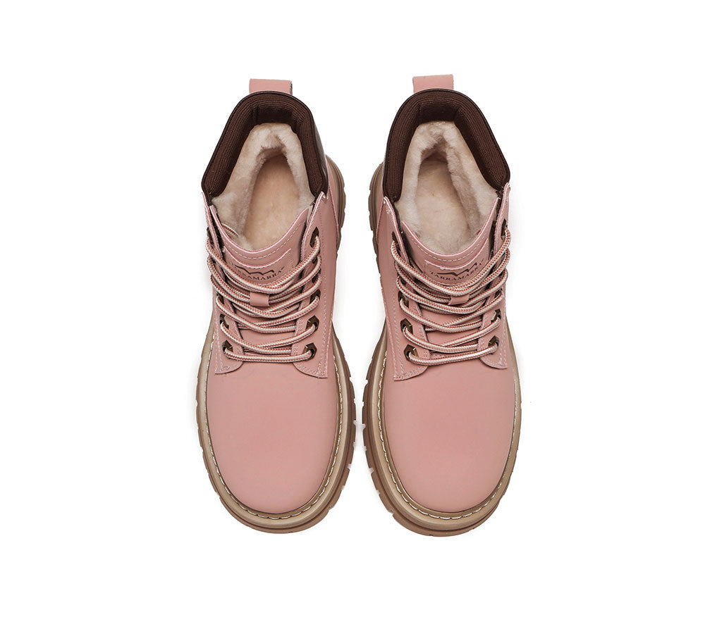 TARRAMARRA® Ugg Lace-Up Leather Boots Aubrey - Boots - Pink - AU Ladies 10 / AU Men 8 / EU 41 - Uggoutlet