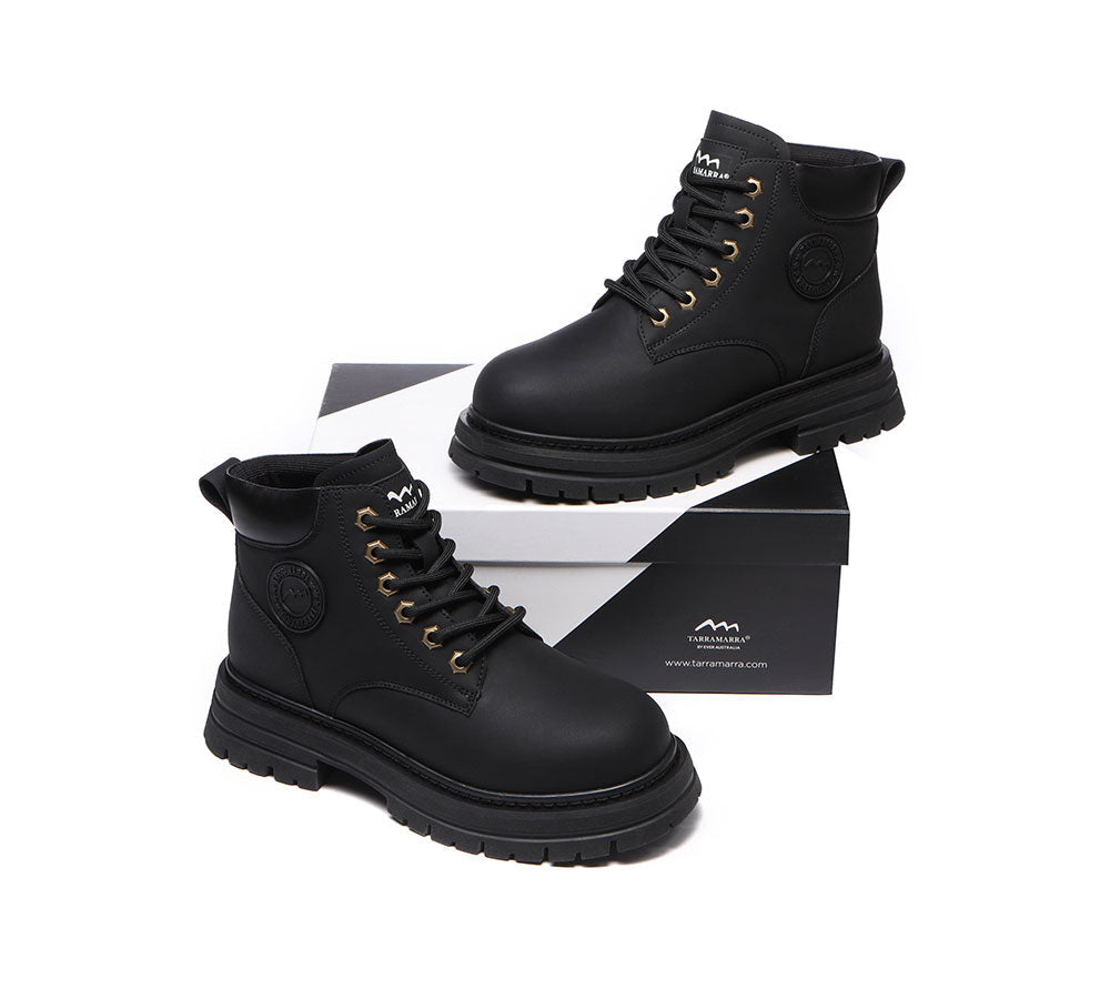 TARRAMARRA® Ugg Lace-Up Leather Boots Aubrey - Boots - Black - AU Ladies 10 / AU Men 8 / EU 41 - Uggoutlet