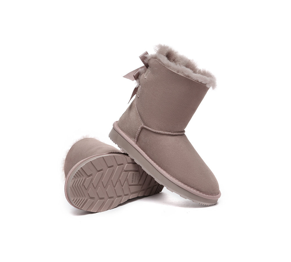 UGG Boots - Urban UGG Boots Double Faced Sheepskin Short Back Bow