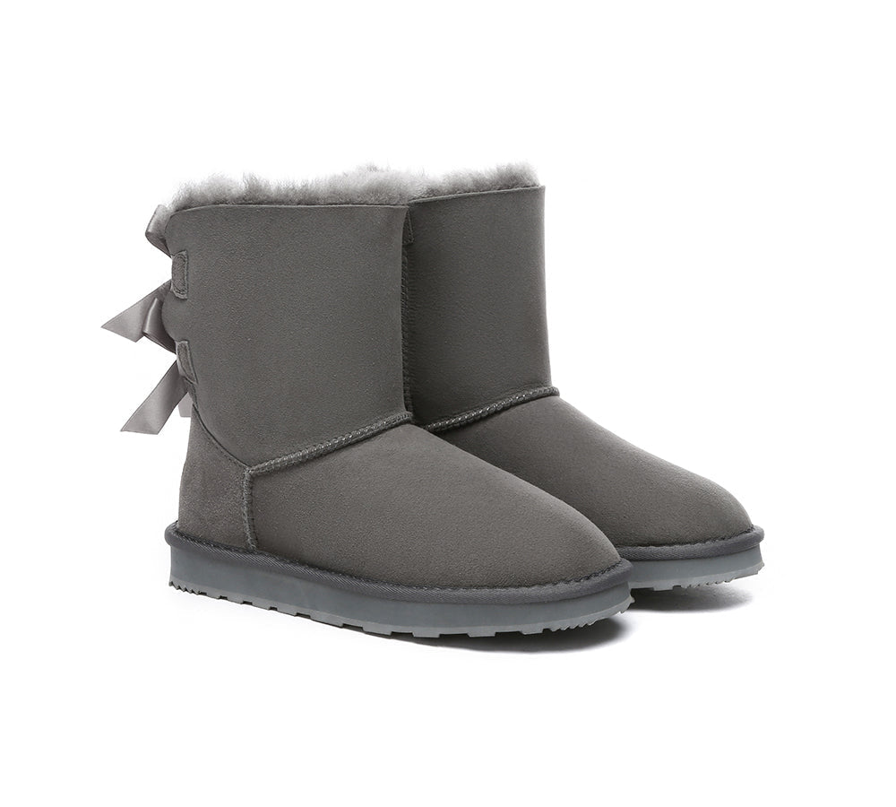 Urban UGG Boots Double Faced Sheepskin Short Back Bow Uggoutlet