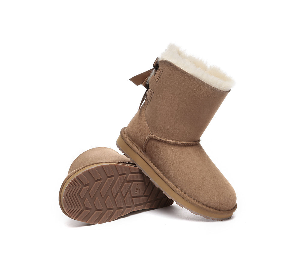 UGG Boots - Urban UGG Boots Double Faced Sheepskin Short Back Bow