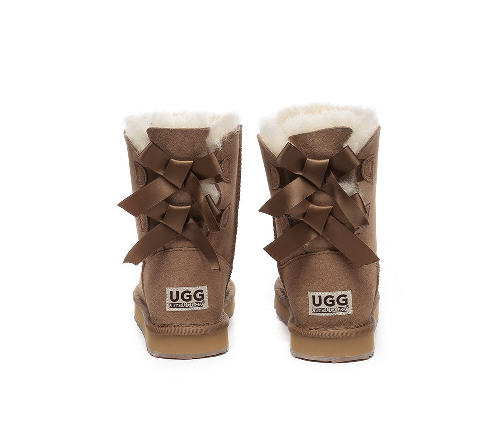 UGG Boots - Urban UGG Boots Double Faced Sheepskin Short Back Bow