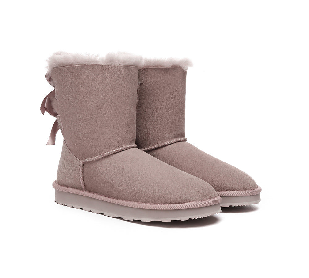 UGG Boots - Urban UGG Boots Double Faced Sheepskin Short Back Bow