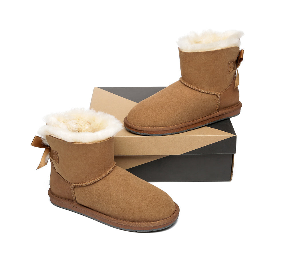 UGG Boots - Women Mini Ugg Boots With Single Back Bow