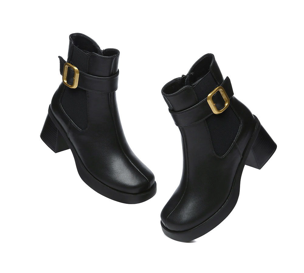 UGG Boots - Women's Leather Heels Ankle Boots Jane