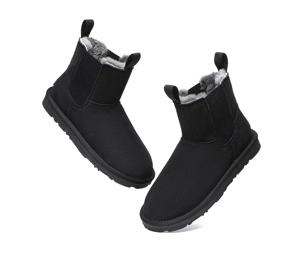 EVERAU® UGG Boots Women Sheepskin Wool Mini Ankle Winter Boots Guildford - UGG Boots - Black - AU Ladies 10 / AU Men 8 / EU 41 - Uggoutlet