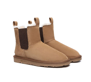 EVERAU® UGG Boots Women Sheepskin Wool Mini Ankle Winter Boots Guildford - UGG Boots - Chestnut - AU Ladies 10 / AU Men 8 / EU 41 - Uggoutlet