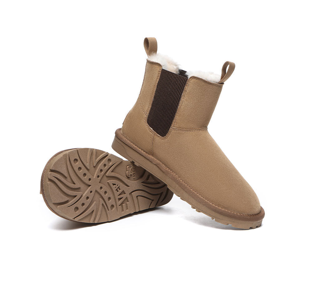 EVERAU® UGG Boots Women Sheepskin Wool Mini Ankle Winter Boots Guildford - UGG Boots - Chestnut - AU Ladies 10 / AU Men 8 / EU 41 - Uggoutlet