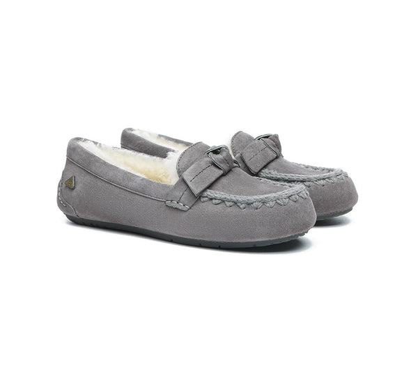 UGG Moccasins - EVERAU?? UGG Women Sheepskin Wool Bow Ankle Slippers Woven Moccasins