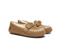 UGG Moccasins - EVERAU?? UGG Women Sheepskin Wool Bow Ankle Slippers Woven Moccasins