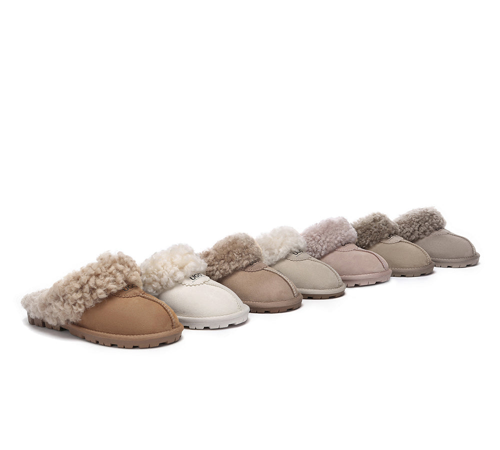 UGG Slippers - AS UGG Slipper Double Faced Sheepskin Waffle Curly