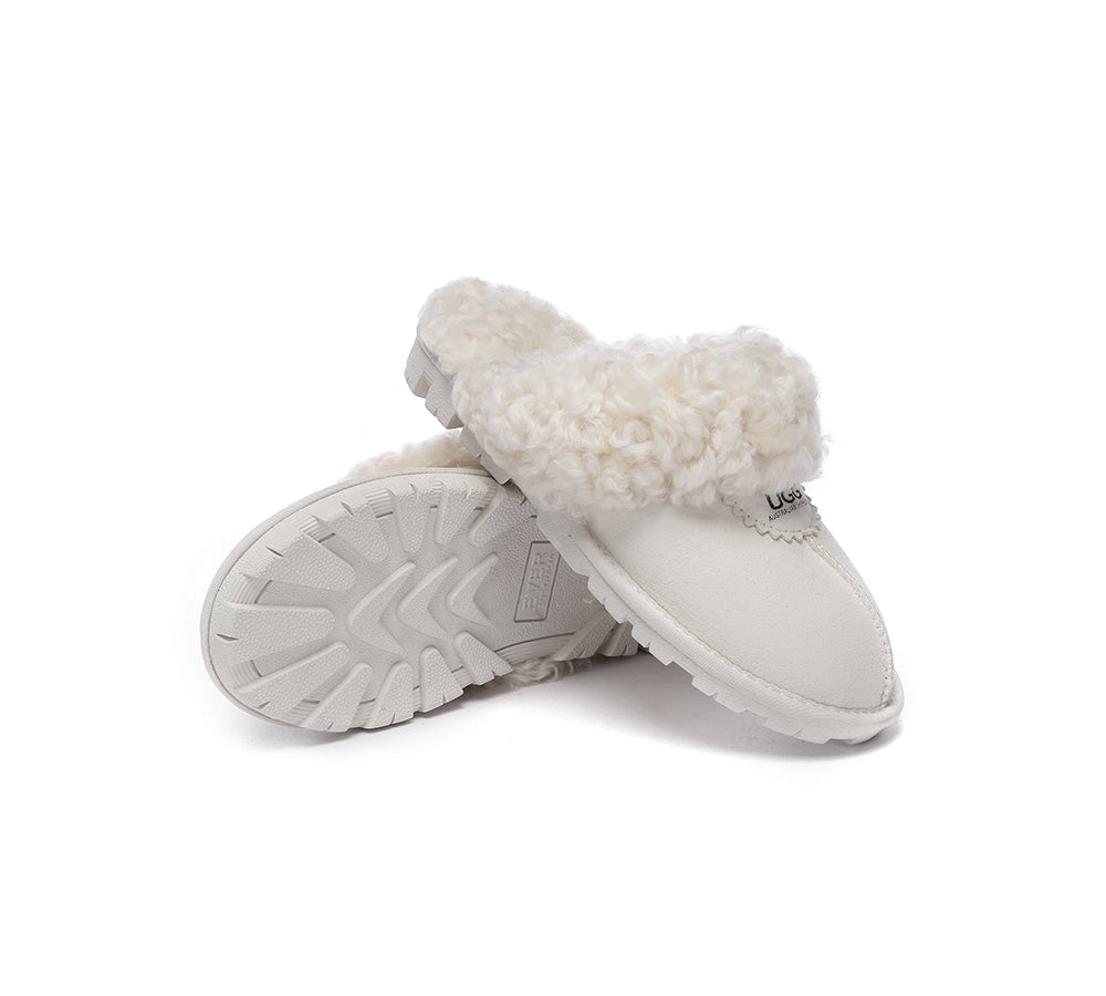 UGG Slippers - AS UGG Slipper Double Faced Sheepskin Waffle Curly